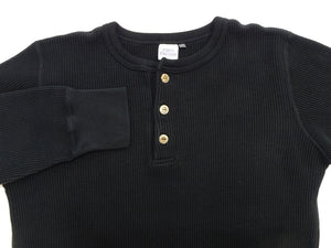 ステュディオ・ダ・ルチザン ヘビーサーマルヘンリー長袖Ｔシャツ 9937 ブラック メンズ 無地 ヘンリーネック ヘビーウェイト ワッフル ロンtee 新品 (ステュディオ・ダルチザン Studio D'artisan)
