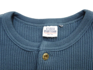 ステュディオ・ダ・ルチザン ヘビーサーマルヘンリー長袖Ｔシャツ 9937 ブルー メンズ 無地 ヘンリーネック ヘビーウェイト ワッフル ロンtee 新品 (ステュディオ・ダルチザン Studio D'artisan)