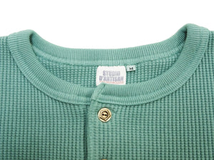 ステュディオ・ダ・ルチザン ヘビーサーマルヘンリー長袖Ｔシャツ 9937 エメラルド メンズ 無地 ヘンリーネック ヘビーウェイト ワッフル ロンtee 新品 (ステュディオ・ダルチザン Studio D'artisan)