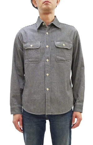 シュガーケーン ヒッコリーストライプ ワークシャツ SC27853 119 ブラック (メンズ 長袖シャツ) Sugar Cane Hickory Stripe Work Shirt 新品
