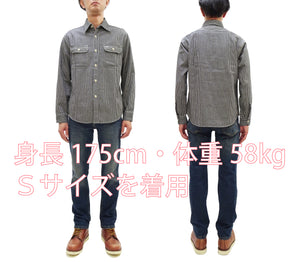 シュガーケーン ヒッコリーストライプ ワークシャツ SC27853 119 ブラック (メンズ 長袖シャツ) Sugar Cane Hickory Stripe Work Shirt 新品