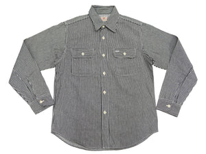 シュガーケーン ヒッコリーストライプ ワークシャツ SC27853 119 ブラック (メンズ 長袖シャツ) Sugar Cane Hickory Stripe Work Shirt 新品