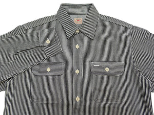 シュガーケーン ヒッコリーストライプ ワークシャツ SC27853 119 ブラック (メンズ 長袖シャツ) Sugar Cane Hickory Stripe Work Shirt 新品