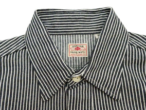 シュガーケーン ヒッコリーストライプ ワークシャツ SC27853 119 ブラック (メンズ 長袖シャツ) Sugar Cane Hickory Stripe Work Shirt 新品