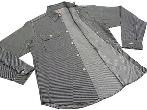 シュガーケーン ヒッコリーストライプ ワークシャツ SC27853 119 ブラック (メンズ 長袖シャツ) Sugar Cane Hickory Stripe Work Shirt 新品