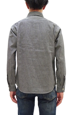 シュガーケーン ヒッコリーストライプ ワークシャツ SC27853 119 ブラック (メンズ 長袖シャツ) Sugar Cane Hickory Stripe Work Shirt 新品