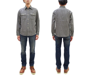 シュガーケーン ヒッコリーストライプ ワークシャツ SC27853 119 ブラック (メンズ 長袖シャツ) Sugar Cane Hickory Stripe Work Shirt 新品