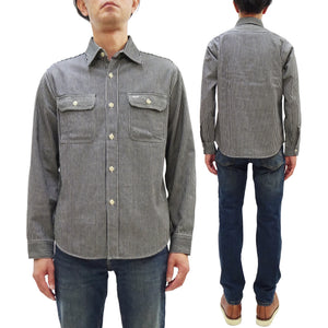 シュガーケーン ヒッコリーストライプ ワークシャツ SC27853 119 ブラック (メンズ 長袖シャツ) Sugar Cane Hickory Stripe Work Shirt 新品