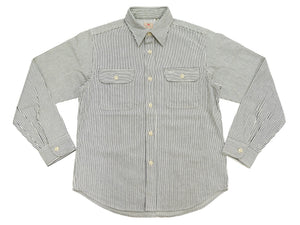シュガーケーン ヒッコリーストライプ ワークシャツ SC27853 105 オフホワイト (メンズ 長袖シャツ) Sugar Cane Hickory Stripe Work Shirt 新品