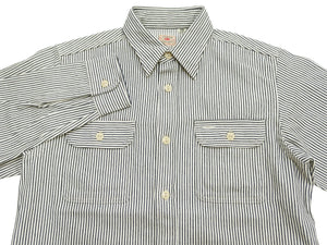 シュガーケーン ヒッコリーストライプ ワークシャツ SC27853 105 オフホワイト (メンズ 長袖シャツ) Sugar Cane Hickory Stripe Work Shirt 新品