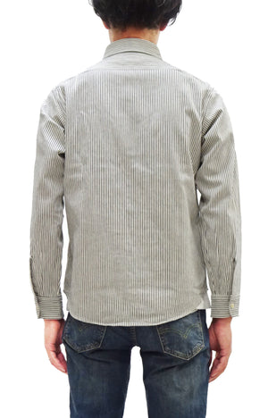 シュガーケーン ヒッコリーストライプ ワークシャツ SC27853 105 オフホワイト (メンズ 長袖シャツ) Sugar Cane Hickory Stripe Work Shirt 新品