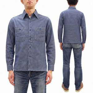 バズリクソンズ ブルーシャンブレー ワークシャツ BR25995 (メンズ 長袖シャツ) Buzz Rickson's Blue Chambray Work Shirt (Long Sleeve) 新品