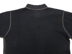 バズリクソンズ ワッフル ヘンリーネック 長袖Tシャツ BR68130 119 ブラック メンズ サーマル ロンtee フラットシーマ 新品 Buzz Rickson's Thermal Henley Neck T-Shirt