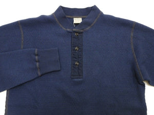 バズリクソンズ ワッフル ヘンリーネック 長袖Tシャツ BR68130 128 ネイビー メンズ サーマル ロンtee フラットシーマ 新品 Buzz Rickson's Thermal Henley Neck T-Shirt