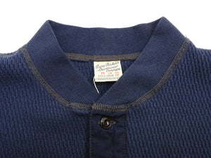 バズリクソンズ ワッフル ヘンリーネック 長袖Tシャツ BR68130 128 ネイビー メンズ サーマル ロンtee フラットシーマ 新品 Buzz Rickson's Thermal Henley Neck T-Shirt
