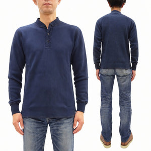 バズリクソンズ ワッフル ヘンリーネック 長袖Tシャツ BR68130 128 ネイビー メンズ サーマル ロンtee フラットシーマ 新品 Buzz Rickson's Thermal Henley Neck T-Shirt