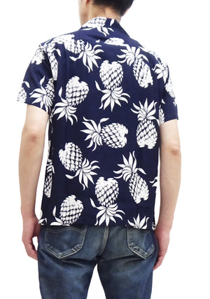 デューク・カハナモク アロハシャツ DK36201 デュークス・パイナップル (メンズ レーヨン 半袖シャツ ハワイアンシャツ) 128 ネイビー Duke Kahanamoku Special Edition "Duke's Pineapple" (Short Sleeve) 新品