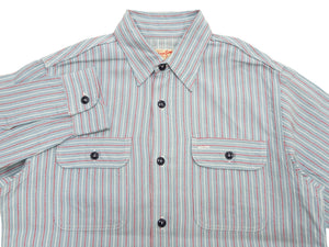 シュガーケーン ドビーストライプ ワークシャツ SC29146 125 ブルー ワンウォッシュ (メンズ 長袖シャツ) Sugar Cane Dobby Stripe Work Shirt (Long Sleeve) 新品