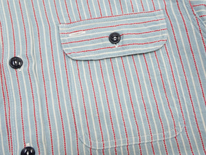 シュガーケーン ドビーストライプ ワークシャツ SC29146 125 ブルー ワンウォッシュ (メンズ 長袖シャツ) Sugar Cane Dobby Stripe Work Shirt (Long Sleeve) 新品