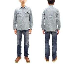 シュガーケーン ドビーストライプ ワークシャツ SC29146 125 ブルー ワンウォッシュ (メンズ 長袖シャツ) Sugar Cane Dobby Stripe Work Shirt (Long Sleeve) 新品