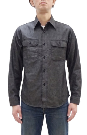 シュガーケーン ブラックシャンブレー ワークシャツ (メンズ 長袖シャツ) SC29159 411A ワンウォッシュ Sugar Cane Black Chambray Work Shirt (Long Sleeve) 新品