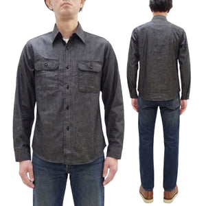 シュガーケーン ブラックシャンブレー ワークシャツ (メンズ 長袖シャツ) SC29159 411A ワンウォッシュ Sugar Cane Black Chambray Work Shirt (Long Sleeve) 新品