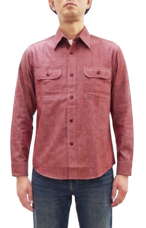 シュガーケーン レッドシャンブレー ワークシャツ (メンズ 長袖シャツ) SC29682 461A ワンウォッシュ Sugar Cane Red Chambray Work Shirt (Long Sleeve) 新品