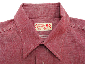 シュガーケーン レッドシャンブレー ワークシャツ (メンズ 長袖シャツ) SC29682 461A ワンウォッシュ Sugar Cane Red Chambray Work Shirt (Long Sleeve) 新品