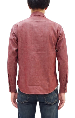 シュガーケーン レッドシャンブレー ワークシャツ (メンズ 長袖シャツ) SC29682 461A ワンウォッシュ Sugar Cane Red Chambray Work Shirt (Long Sleeve) 新品