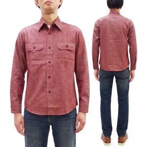 シュガーケーン レッドシャンブレー ワークシャツ (メンズ 長袖シャツ) SC29682 461A ワンウォッシュ Sugar Cane Red Chambray Work Shirt (Long Sleeve) 新品