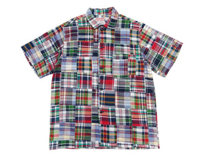 シュガーケーン マドラスチェック パッチワーク オープンシャツ SC39739 (メンズ 半袖シャツ) Sugar Cane Madras Check Patchwork Open Shirt (165 Red) 新品
