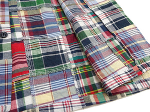 シュガーケーン マドラスチェック パッチワーク オープンシャツ SC39739 (メンズ 半袖シャツ) Sugar Cane Madras Check Patchwork Open Shirt (165 Red) 新品