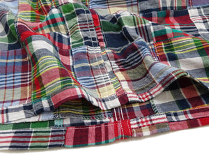 シュガーケーン マドラスチェック パッチワーク オープンシャツ SC39739 (メンズ 半袖シャツ) Sugar Cane Madras Check Patchwork Open Shirt (165 Red) 新品