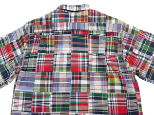 シュガーケーン マドラスチェック パッチワーク オープンシャツ SC39739 (メンズ 半袖シャツ) Sugar Cane Madras Check Patchwork Open Shirt (165 Red) 新品