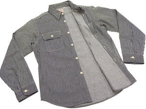 シュガーケーン ヒッコリーストライプ ワークシャツ SC27853 119 ブラック (メンズ 長袖シャツ) Sugar Cane Hickory Stripe Work Shirt 新品