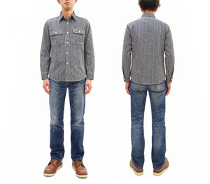 シュガーケーン ヒッコリーストライプ ワークシャツ SC27853 119 ブラック (メンズ 長袖シャツ) Sugar Cane Hickory Stripe Work Shirt 新品