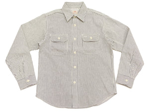 シュガーケーン ヒッコリーストライプ ワークシャツ SC27853 105 オフホワイト (メンズ 長袖シャツ) Sugar Cane Hickory Stripe Work Shirt 新品
