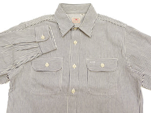 シュガーケーン ヒッコリーストライプ ワークシャツ SC27853 105 オフホワイト (メンズ 長袖シャツ) Sugar Cane Hickory Stripe Work Shirt 新品