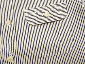 シュガーケーン ヒッコリーストライプ ワークシャツ SC27853 105 オフホワイト (メンズ 長袖シャツ) Sugar Cane Hickory Stripe Work Shirt 新品