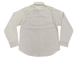 シュガーケーン ヒッコリーストライプ ワークシャツ SC27853 105 オフホワイト (メンズ 長袖シャツ) Sugar Cane Hickory Stripe Work Shirt 新品