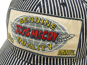 トイズマッコイ ヒッコリーキャップ (TMA2619 121) メンズ 30周年記念 刺繍パッチカスタム メッシュなし ベースボールキャップ レザーアジャスターベルト付き COTTON HICKORY STRIPED CAP TOYS McCOY "30TH ANNIV." 新品