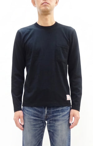 トイズマッコイ 長袖Tシャツ TMC2543 030 ブラック (メンズ 無地 長袖 ポケットTシャツ 丸胴天竺 ノンウォッシュ仕上げ) TOYS McCOY Men's Steve McQueen Inspired Long Sleeve Pocket T-Shirt 新品