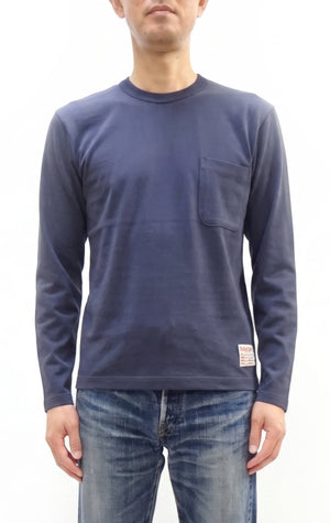 トイズマッコイ 長袖Tシャツ TMC2543 121 ブルー (メンズ 無地 長袖 ポケットTシャツ 丸胴天竺 ノンウォッシュ仕上げ) TOYS McCOY Men's Steve McQueen Inspired Long Sleeve Pocket T-Shirt 新品