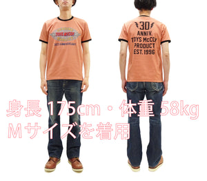 トイズマッコイ Tシャツ TMC2609 半袖 プリントカスタム リンガーTシャツ メンズ 半袖Tシャツ 未洗い仕上げ Johnny Ringer Tee 30th Anniversary Toys Mccoy Logo (091 キャロット x ブラック切替) 新品