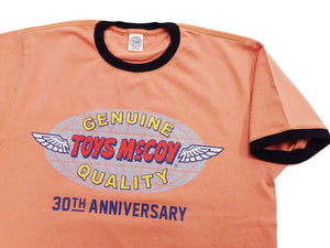 トイズマッコイ Tシャツ TMC2609 半袖 プリントカスタム リンガーTシャツ メンズ 半袖Tシャツ 未洗い仕上げ Johnny Ringer Tee 30th Anniversary Toys Mccoy Logo (091 キャロット x ブラック切替) 新品