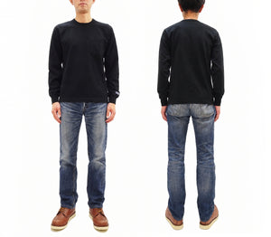 ホワイツビル 長袖Tシャツ WV68849 119 ブラック (メンズ 無地 長袖 ポケットTシャツ 丸胴天竺 ワンウォッシュ仕上げ) Whitesville Men's Long-Sleeve Pocket T-Shirt 新品