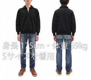ホワイツビル 衿付き ハーフジップ スウェットシャツ WV69641 (119 ブラック) メンズ ジップネック プルオーバー 無地 裏起毛 トレーナー Whitesville Half Zip Sweat Shirt 新品